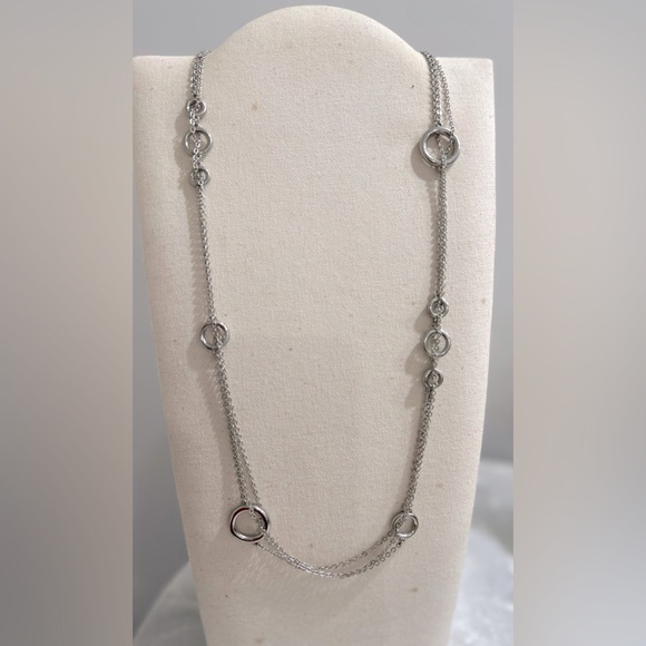 Lia Sophia vintage 32” non tarnish silver “Inner Circle” triple chain necklace - Picture 1 of 4